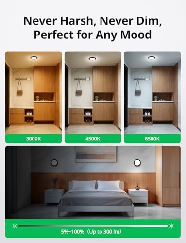Bojim Rechargeable Motion Sensor Ceiling Light with Remote Battery Operated Shower Lighting for Inside, Wireless Magnetic Closet Light Dimmable for Bathroom Laundry Garage Pantry Hallway 2 Pack