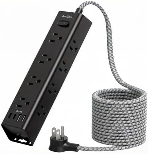 25FT Extra Long Extension Cord, Power Strip with 12 AC Outlet & 4 USB Ports