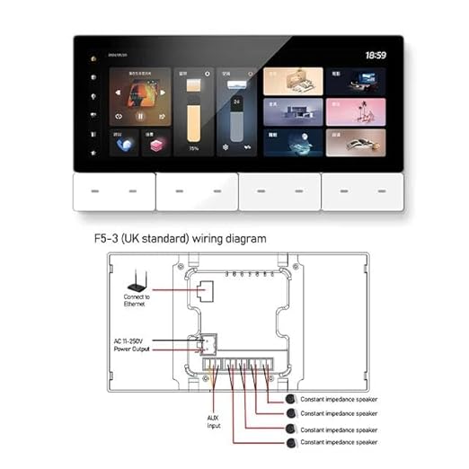 Smart Home Lighting Control Panel, Touch Screen Interface, Multi-Room Scene Control, Dimmable LED Settings, Digital Display 6.2 Inch Smart Control (Bundle: F5-3 UK 4 SPK Black)