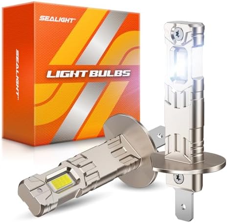 SEALIGHT H1 LED Light Bulbs, 80,000LM Super Bright 6500K Cool White, H1 LED Bulbs with Copper Substrate & Copper Tube Cooling, 1:1 OEM Beam Pattern, Plug & Play, Pack of 2