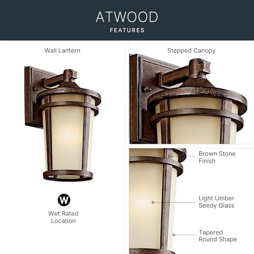Kichler Atwood Outdoor Wall Sconce Light, Brown Stone