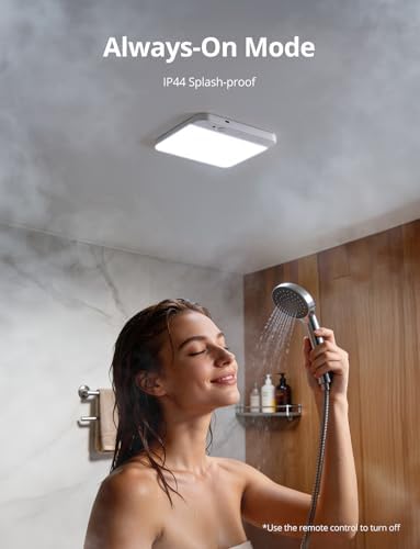 Bojim Battery Operated Shower Light Rechargeable Motion Sensor Ceiling Lights with Remote, Dimmable 3cct Cordless Light for Walk-in Closet Stair Porch Shed Basement Entry 2pack
