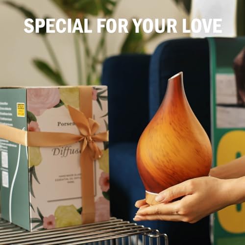 Porseme Essential Oil Diffuser 150ml Handmade Glass Diffuser 6H Runtime