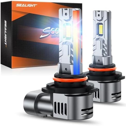 SEALIGHT 9005/HB3 Bulb, 80,000LM Super Brighter,6500K Cool White 9005/HB3 LED Bulbs or Fog,3 Min Quick Install Lights, Plug-N-Play, Pack of 2