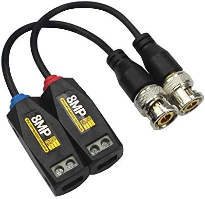 5 Pairs 8MP/4K Passive HD BNC Video Balun Transceiver Transmitter Via UTP RJ45 Cable AHD/TVI/CVI/CVBS Cable Connectors for 720P/960P/1080P/3MP/5MP/8MP CCTV Security Cameras
