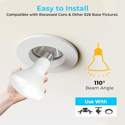 GvvooHome 6 Pack BR30 LED Flood Light Bulbs, 7W (65W Equivalent), 5000K Daylight White, 650 Lumens, E26 Base, Dimmable, Indoor Recessed Can Lighting for Living Room, Bedroom, Kitchen