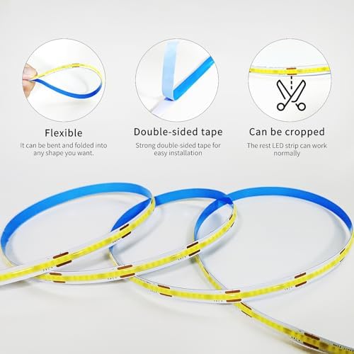 16.4ft COB LED Strip Lights 3000K Warm White Dimmable