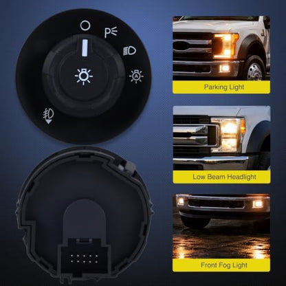 Nilight Headlight Dimmer Switch Compatible with 2009-2019 Ford F150