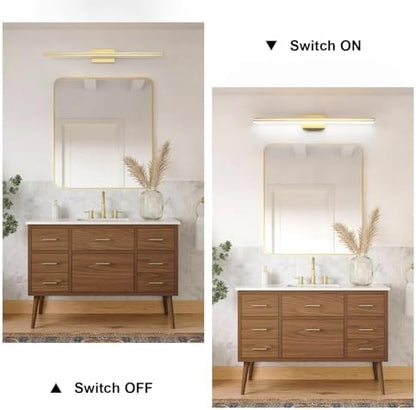 SineRise 40-Inch LED Modern Bathroom Vanity Light Bar, Gold Modern Acrylic Bathroom Wall Lighting Fixtures Over Mirror (Cool White 6000K)