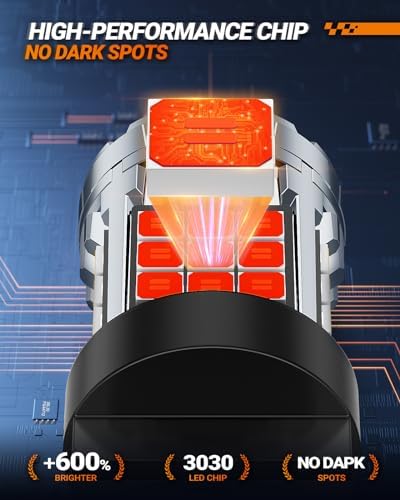 SEALIGHT LED Brake Light Bulbs, 3156 3157 LED Bulb Red, 600% Brighter 3056 3057 3457R 4057 4156 4157 Anti Hyper Flash Error Free Tail Stop Parking Lights, with Built-in Resistor, Brilliant Red, 2 Pcs