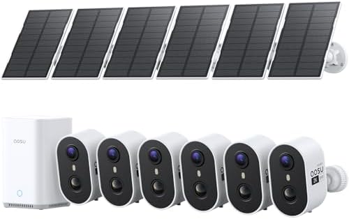 aosu 2K Solar Security Cameras Wireless Outdoor System, 6-Cam-Kit