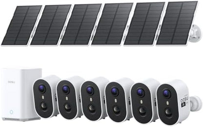 aosu 2K Solar Security Cameras Wireless Outdoor System, 6-Cam-Kit