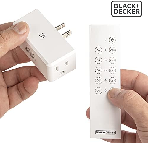BLACK+DECKER Wireless Remote-Control Outlet, 5 Outlets, 2 Remotes