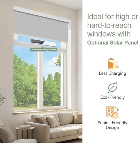 ZSHINE Motorized Blackout Roller Shades Remote Control Rechargeable(82067P)