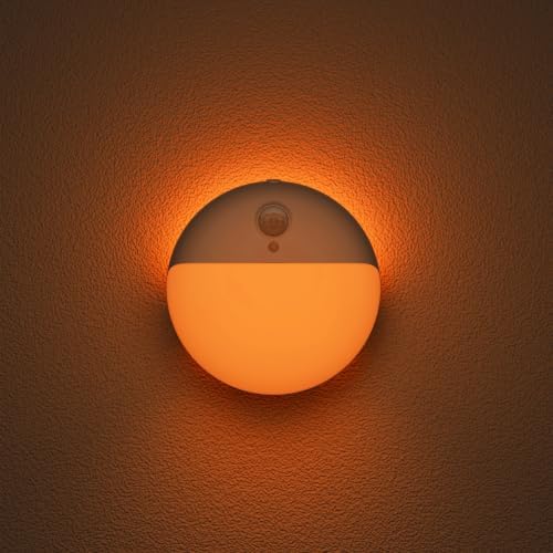 YUNLEX Small Motion Sensor Amber Night Light Battery Operated, Toilet Light