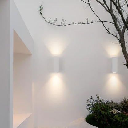 mirrea 12" Modern Outdoor Porch Light in 2 Lights, Matte White, 2 Pack