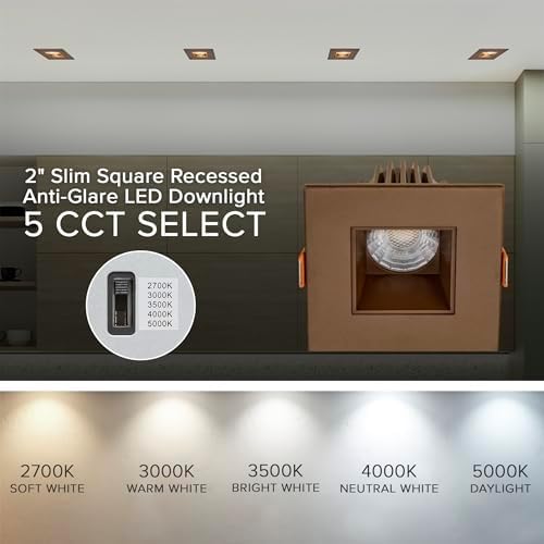Maxxima 2" Recessed Anti-Glare LED Downlight, Bronze, 550 Lumens, 5 CCT