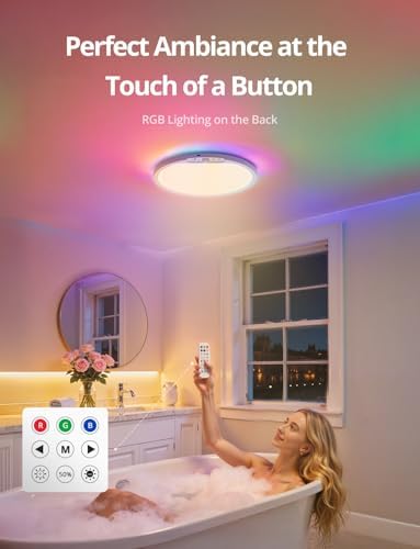 Combuh Wireless Shower Light Waterproof Battery Ceiling Lamp with Remote