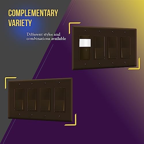ENERLITES 4-Gang Brown Mid-Size Decorator Switch Outlet Wall Plate Cover