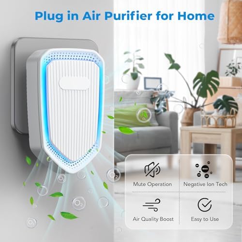 Plug In Negative Ion Air Purifiers Air Ionizers Quiet Air Freshener for Home Bedroom Office Basement - Portable Mini Air Cleaner Odor, Smoke, Dust, Pet Smell