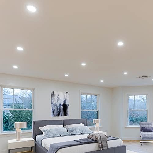 Maxxima 4 in. 5 CCT Ultra Thin Recessed LED Downlight - 5 Color Temperature Selectable 2700K/3000K/3500K/4000K/5000K, 750 Lumens, Slim Canless, IC Rated, Dimmable Ceiling Light, J-Box Included