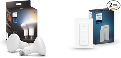 PHILIPS Hue White Ambiance BR30 LED Smart Bulbs (Bluetooth Compatible) Hue Smart Dimmer Switch Bundle | Control Your Lighting
