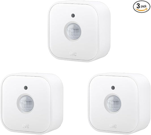 Eve Motion (Matter) 3-Pack – Smart Motion and Light Sensor, IPX3, Automatic Activation of Devices, Future-Proof, Works with Apple Home, Alexa, Google Home, SmartThings, requires Thread Border Router