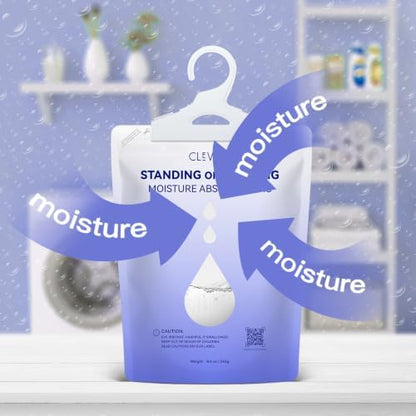 CLEVAST Moisture Absorbers Packets 10 Pack, Dehumidifier Bags for Closet, Unscented Hanging Humidity Absorber in Wardrobes, Bedrooms, Bathrooms (2 in1)