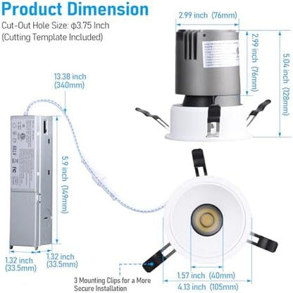 TORCHSTAR 4-Pack 4 Inch 5CCT Zero Glare LED Recessed Lights with J-Box