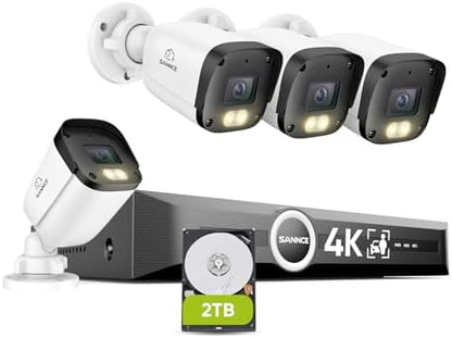 SANNCE 4K PoE Security Camera System - NVR with 4PCS Bullet Camera(2TB HDD)