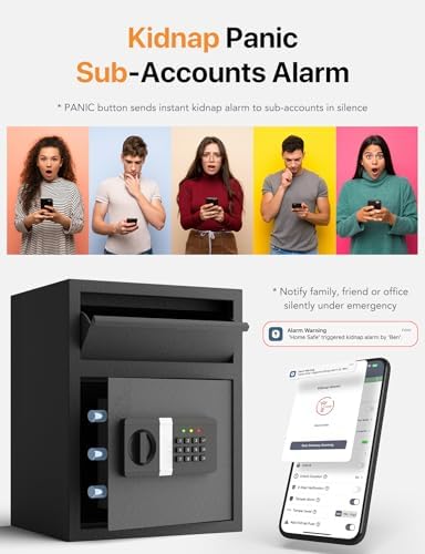 FORFEND Smart Money Safe App Alarm | Kidnap Alarm, Tamper Proof, Voice Command Depository Drop Safe Box Anti-Pry| Multi-User Cash Safe for Home Office