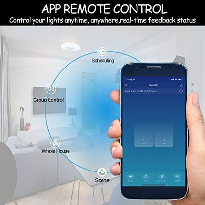 WiFi Smart Light Touch Wall Switch Works with Alexa and Google Home Neutral Wire Required, No Gateway Required. Connect to The Smart Life Tuya App.Us Standard Electrical Light Switches (1 Gang White)