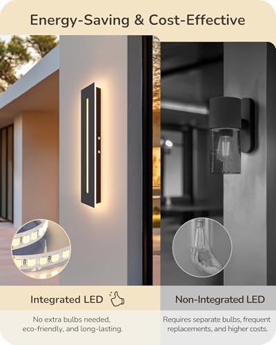 EDISHINE Upgraded 23.6" Dimmable Linear LED Modern Outdoor Wall Lights