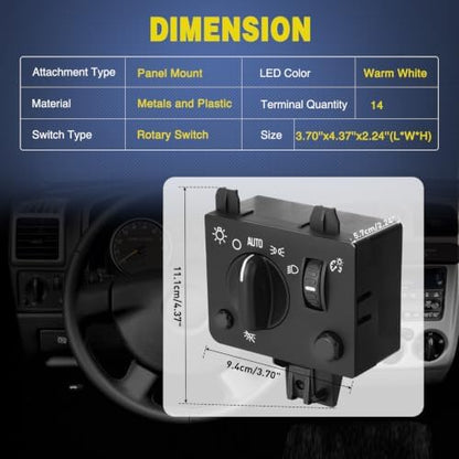 Nilight Headlight Dimmer Switch Compatible with 2004-2012 Chevy Colorado