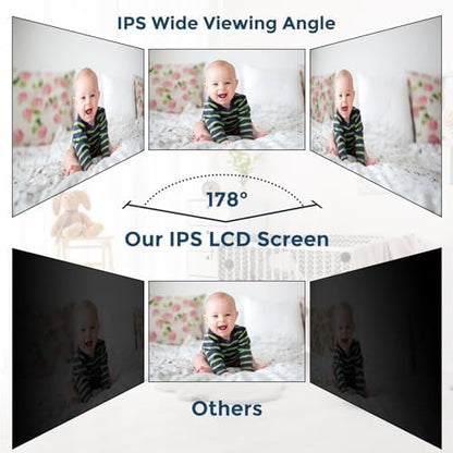 Baby Monitor - 1000ft Long Range Baby Monitor with Camera and Audio No WiFi, Built in 3500mAh Battery,Auto Night Vision, Temperature, 2-Way Talk, 8 Lullabies, 4.3'' Screen