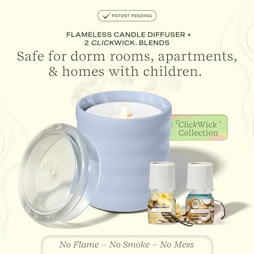 Lifelines Flameless Candle Diffuser with 2 Clickwick Essential Oil Blends