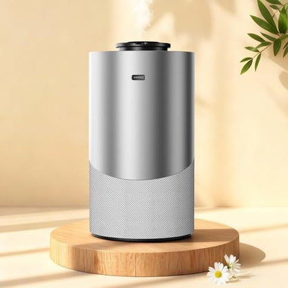 Waterless Essential Oil Diffuser for Home - Cordless Car Scent Diffuser with 3 Timer & 3 Mist Level Settings - 2000mAh Battery Operated Scent Air Machine for Room Office Hotel (Silver)