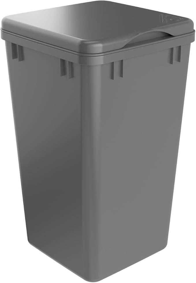 Rev-A-Shelf 27 Qt Under Sink Garbage Can Lid for Kitchen and Bathroom Cabinet, Replacement Trash Bin Lid Only, Metallic Silver, RV-1024-LID-17-1-40