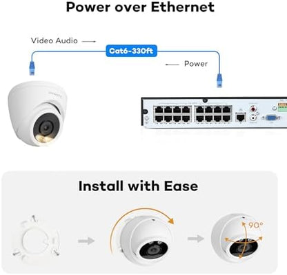 ONWOTE 6MP PoE IP Security Camera, Smart Color Night, Capture Video Audio