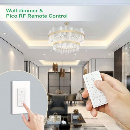 2PCS Dimmer Switch, Smart Light Switch Remote with Alexa Wireless | Single Pole Wireless Switch for Dimmable LED/CFL/Incandescent Light, 6-Level Brightness Adjustment, Bluetooth Voice Control