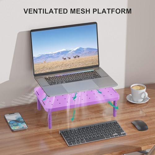 WALI Computer Monitor Stand for Desk, Adjustable Laptop Riser, up to 44 lbs
