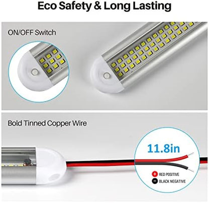 12v LED Interior Light Bar，CT CAPETRONIX 120LEDs 1500LM 8W DC 12 Volt led Strip Lights with ON/Off Switch，for Enclosed Cargo Trailer, Car RV Van Truck Lorry Camper Boat Caravan Motorhome (2Pack)