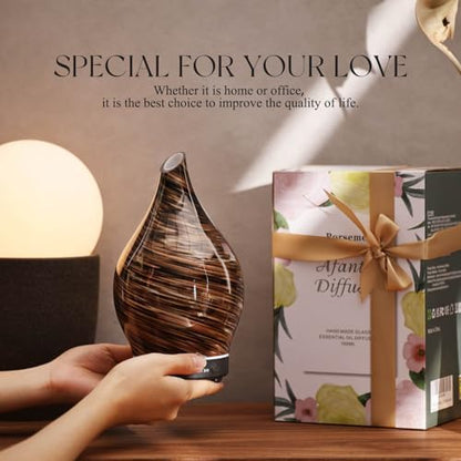 Porseme Essential Oil Diffuser 150ml Handmade Glass Diffuser 6H Runtime