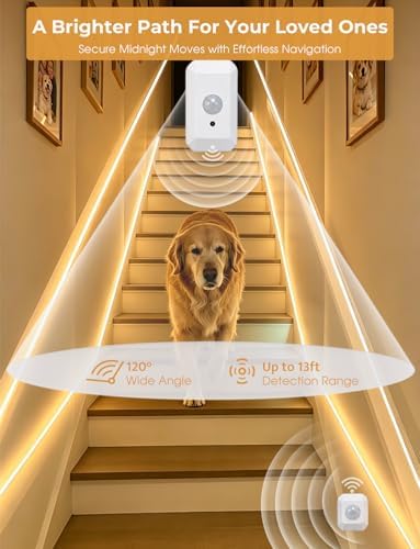 Smart Plug-in Dual Motion Sensor COB LED Strip Light for Under Bed, Under Cabinet, Hallway, Closet, 19.6ft APP Control, 3000K Warm White