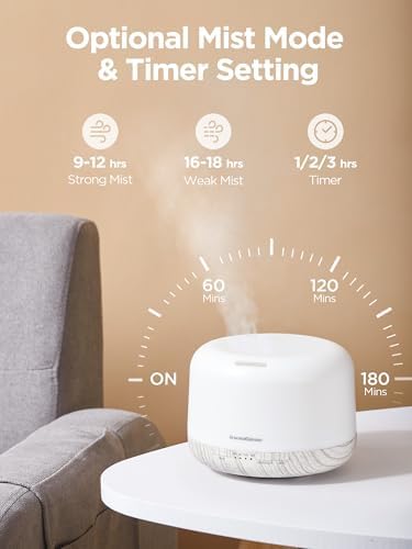 InnoGear 500ml Essential Oil Diffuser for Home Cool Mist Humidifier B White