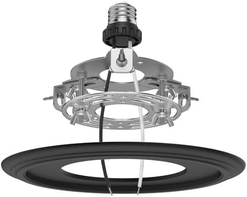 5 and 6 inch Recessed Can Light Conversion Kit, for Ceiling Light Fixture, Pendant Light, Hanging Light, Ceiling Fan, with 7’¾ Beveled & Flat, Steel, Medallion, Black Finish