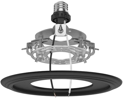 5 and 6 inch Recessed Can Light Conversion Kit, for Ceiling Light Fixture, Pendant Light, Hanging Light, Ceiling Fan, with 7’¾ Beveled & Flat, Steel, Medallion, Black Finish