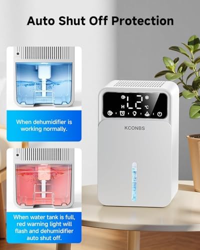 KCONBS Dehumidifier for Home, 60 OZ Capacity, Glacier White