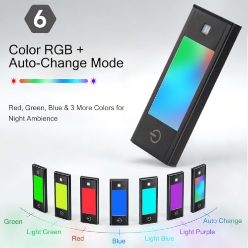 V4light Rechargeable Motion Sensor Night Light, 6-Pack Black, RGB-6