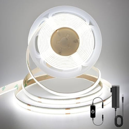 Pandery COB LED Strip,LED Strip Lights 3M/9.84ft,Touch Dimmable LED Strips,CRI90+,6000K Cool White cob led,1600LEDs,24V LED Tape Lights,Indoor for Bedroom, Kitchen, TV, Mirror,Cabinet